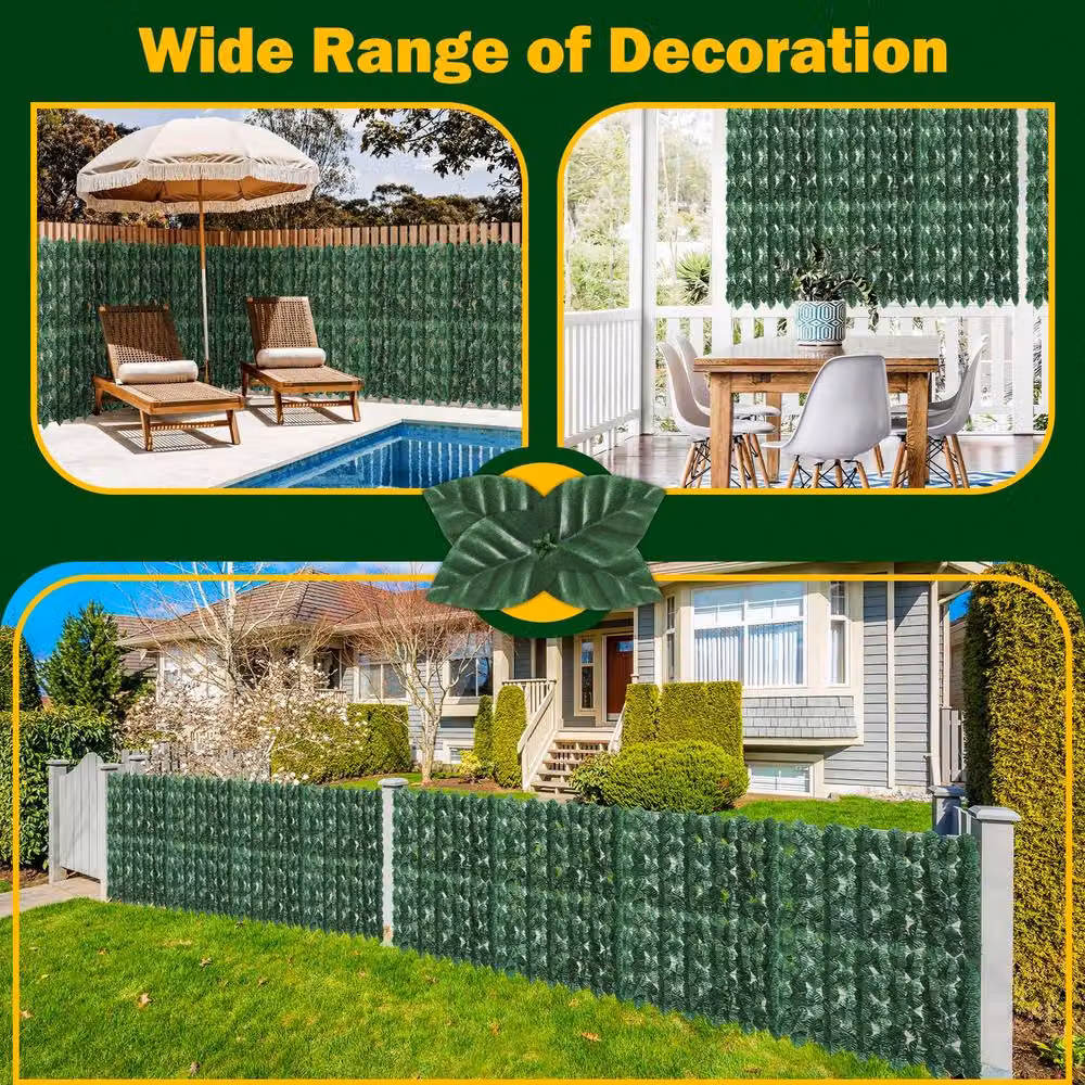 Dprodo Artificial Ivy Leaf Wall Screen, Green Floral Hedge Panel – 8