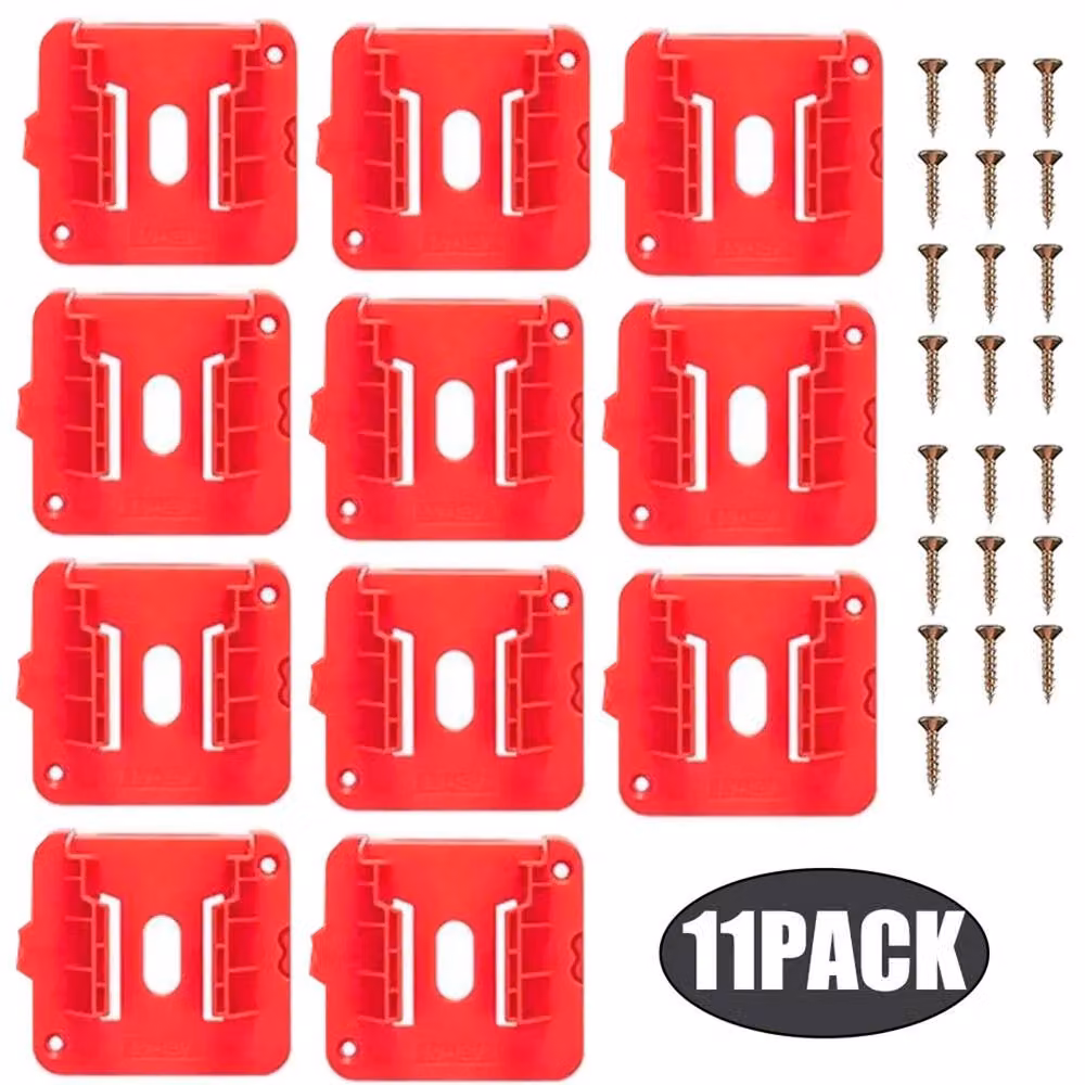 Ventryn Wall Mounted 11x Battery Holder for M18 18V Batteries in Red – 5