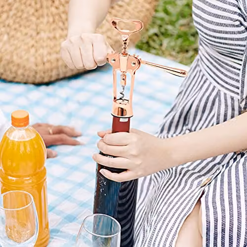 Joeji's Kitchen Deluxe Rose Gold Wine Bottle Opener Set with Winged Corkscrew, Waiter's Friend and Storage Bag – 5