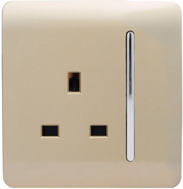 Trendi 1 Gang 13 Amp Switched Flush Plug Socket in Gold