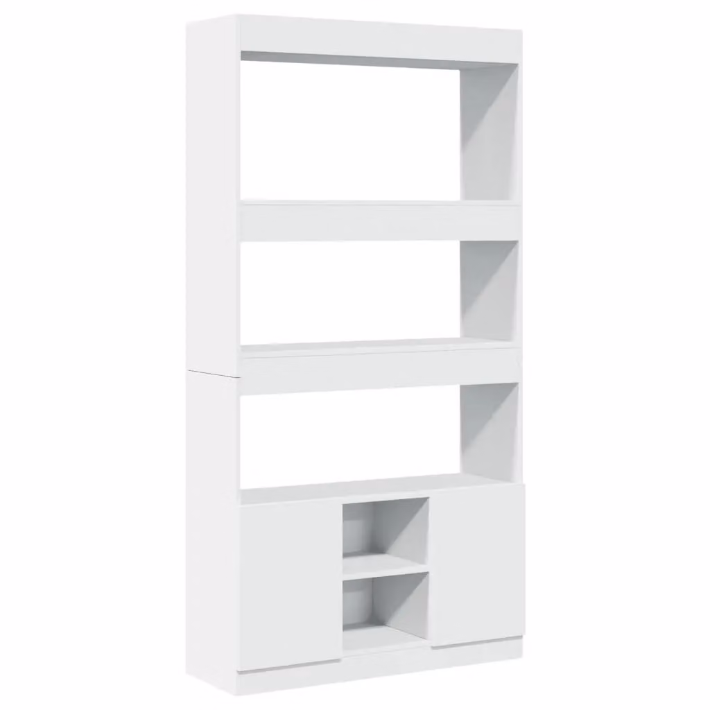 Berkfield Home White Highboard with Hinged Doors and Open Shelves, W/D/H: 92 x 33 x 180 cm – 2