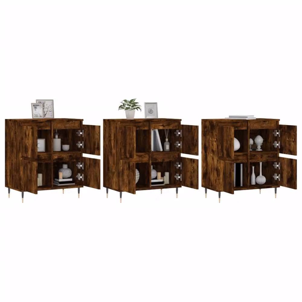 Berkfield Home 3-Piece Smoked Oak Sideboard Set in Brown Engineered Wood – 3