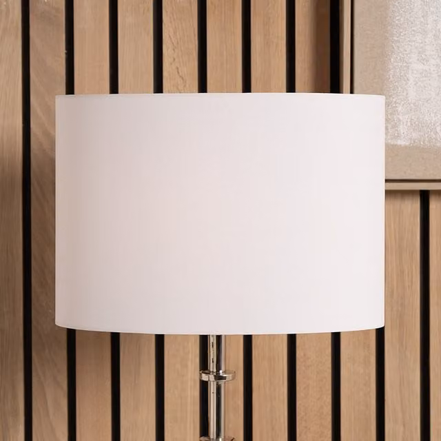 Pacific Lifestyle Oval Poly Cotton Lampshade in White and Ivory, Diameter: 35 cm