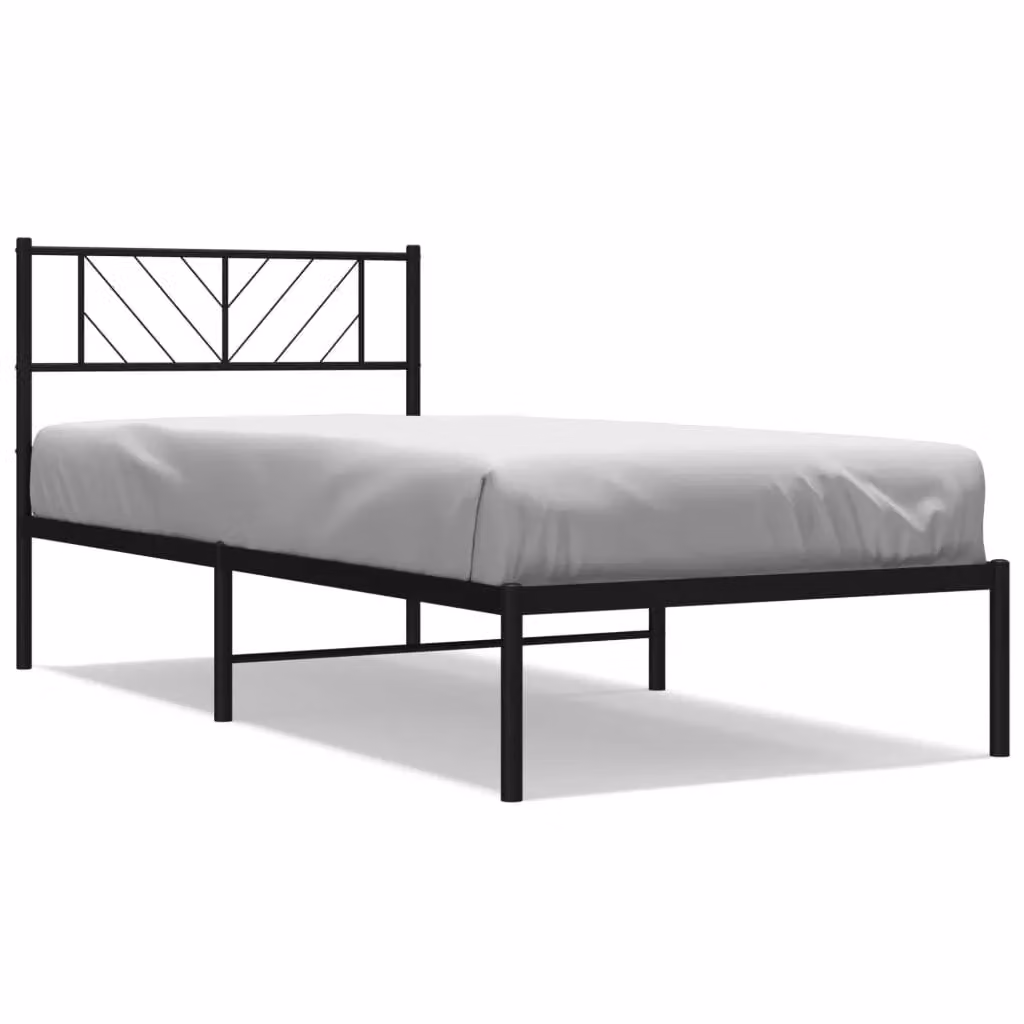 Berkfield Home Metal Bed Frame with Headboard in Black, W/D/H: 80 x 200 cm – 2