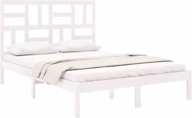 Berkfield Home Beautiful Solid Wood Pine Bed Frame, White, W/D/H: 160 x 200 x 104 cm – 1