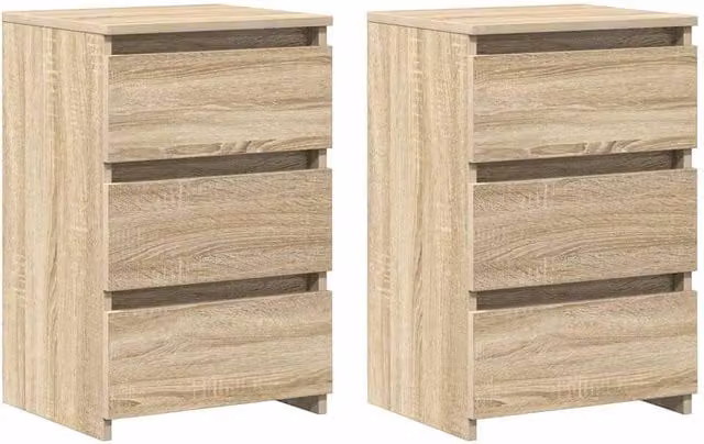 Berkfield Home Set of 2 Bed Cabinets in Sonoma Oak, Light Tan, W/D/H: 40 x 35 x 62.5 cm – 1