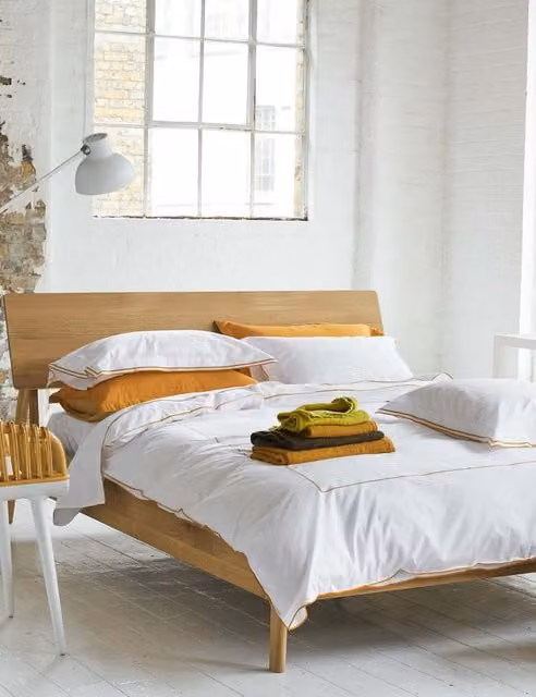Designers Guild Astor Cotton Percale Bedding Set, Yellow and White, W: 180 cm, H: 200 cm