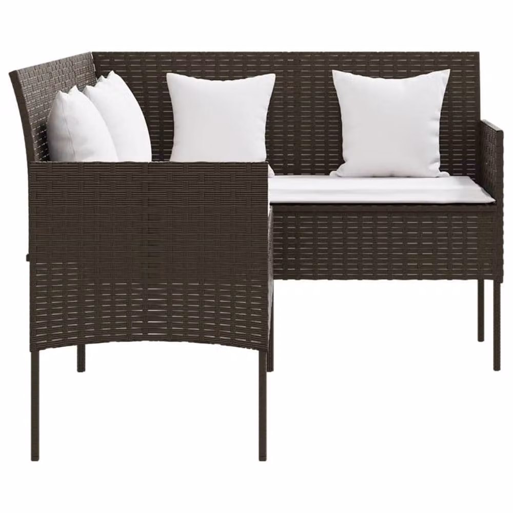 Berkfield Home 5 Piece L-Shaped Poly Rattan Sofa Set with Cushions in Brown – 2