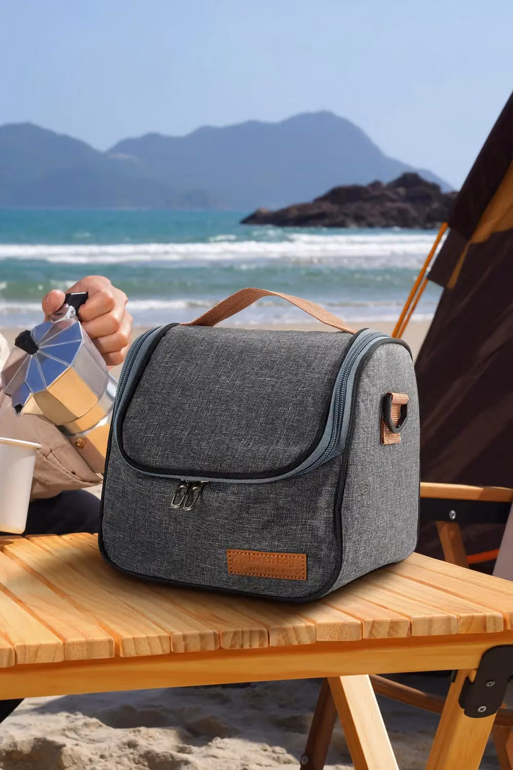 Living and Home Portable Insulated Lunch Tote Bag with Adjustable Shoulder Strap, Grey – 2