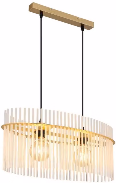 Netlighting Gorley Pendant Ceiling Light in Gold/Brass with White Opal Glass Shade, 2x E27