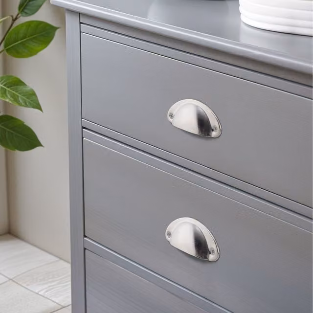 Lifeideas Set of 2 Polished Silver Shell Shaped Iron-Nickel Alloy Drawer Handles
