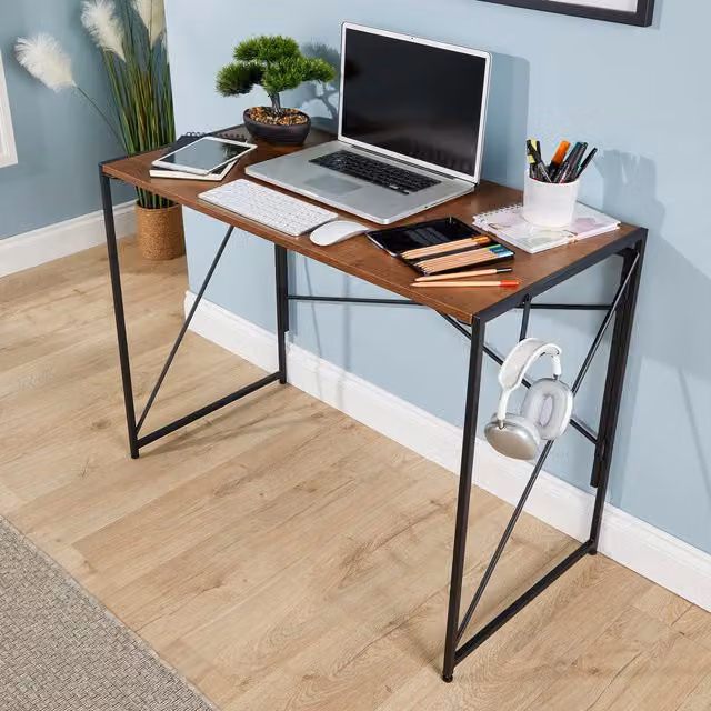 Home Source Brampton Compact Folding Writing Desk in Oak Brown