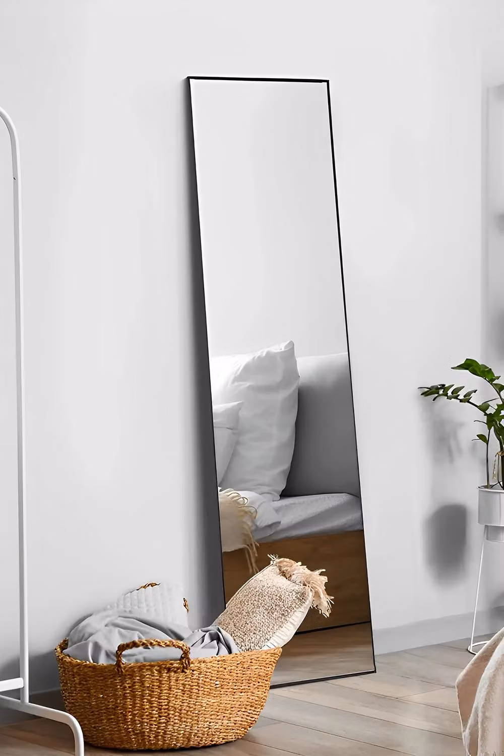 Living and Home Slim Design Metal Frame Full Length Mirror in Black, W: 30 cm, H: 120 cm – 2