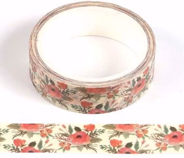 Syntego Red and Green Christmas Flower Washi Tape Paper Roll