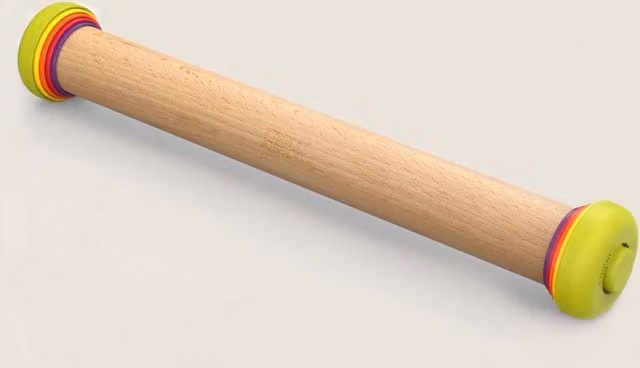 Joseph Joseph Adjustable Round Wooden Rolling Pin in Brown and Multicolour
