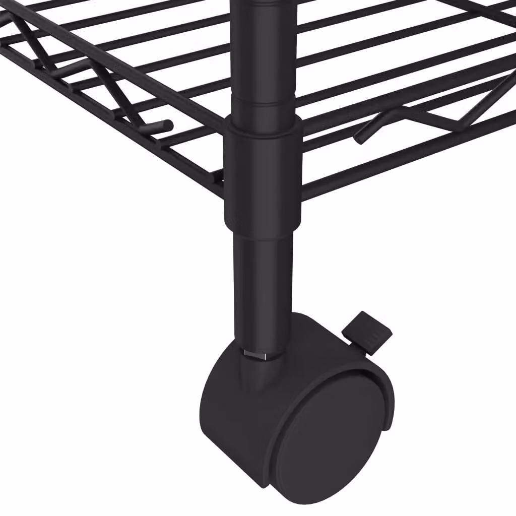 Berkfield Home 3-Tier Metal Storage Rack with Wheels, Black, W/D/H: 60 x 35 x 81 cm – 4