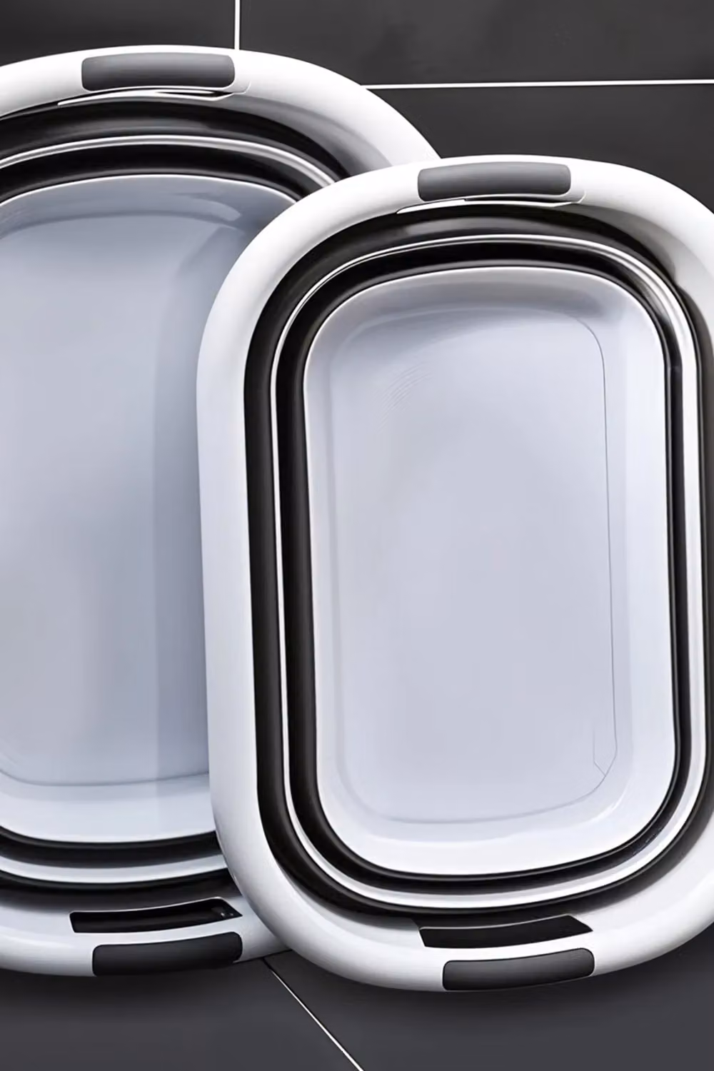 Neel Blue Collapsible Oval Laundry Basket with Handles, Blue and White, 40L – 5