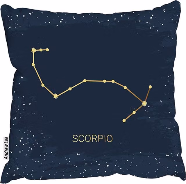Benjamin Tate Design LTD Gold Scorpio Stylish Square Cushion in Blue, 60 x 60 cm