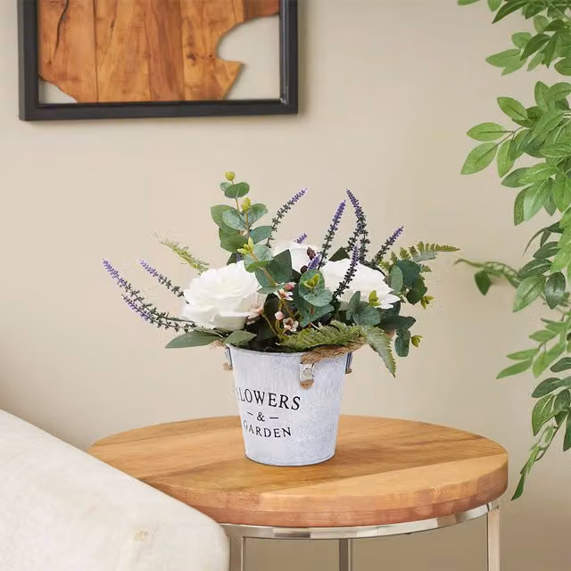 Komore Artificial White Rose Tabletop Decor