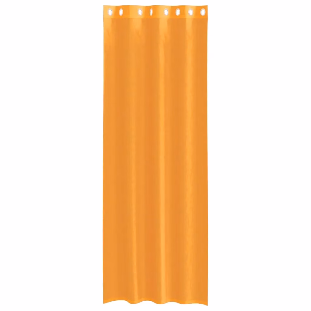 Berkfield Home Orange Voile Fabric Panel Curtains with Eyelets, 2 Pack, W: 140 cm, H: 260 cm – 2