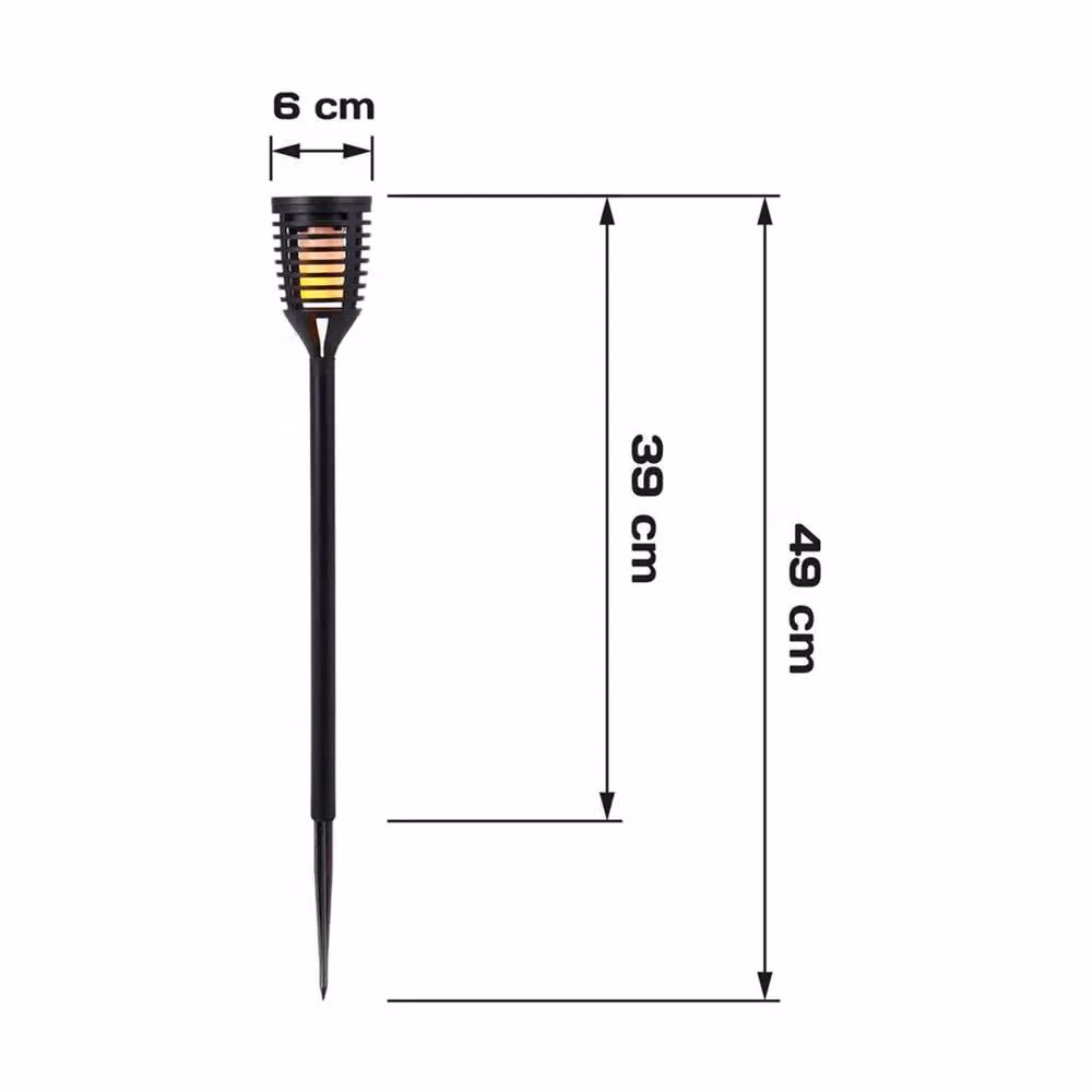 VOGREX 6 Pack Solar LED Flickering Flame Torch Stake Lights in Black – 2