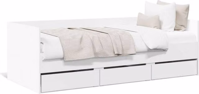 Berkfield Home Modern Daybed with Drawers in White, W/D/H: 90 x 200 cm – 1