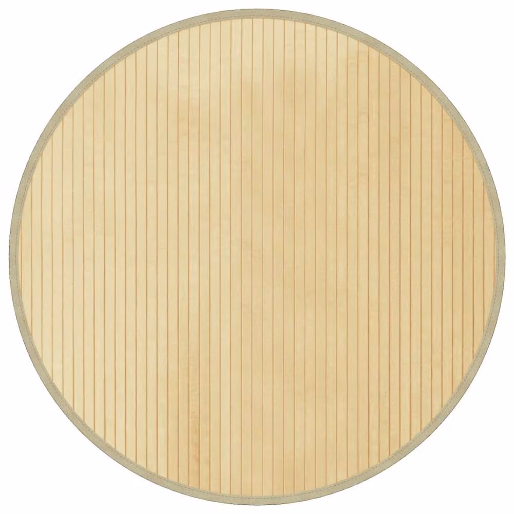 Berkfield Home Round Bamboo Rug in Beige, Diameter: 80 cm – 2