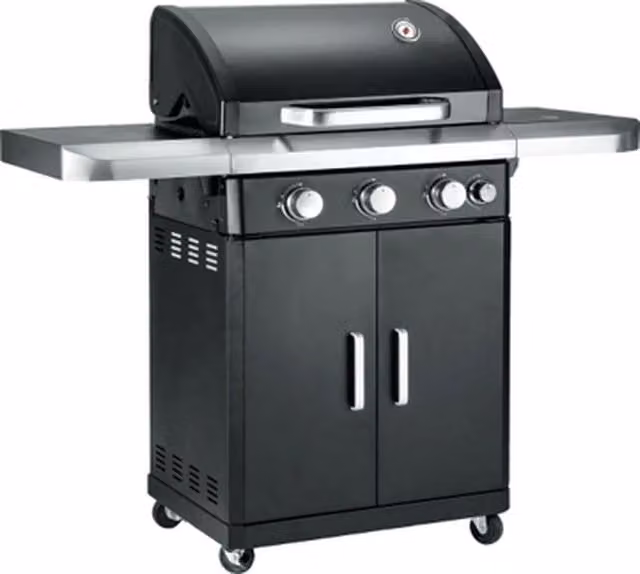 Black Torch XENON 3.1 Gas BBQ in Black with Side Burner and Warming Rack