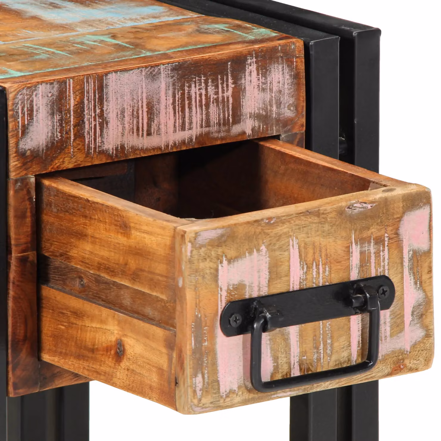 Berkfield Home Set of 2 Rustic Reclaimed Wood Nightstands in Brown, W/D/H: 40 x 40 x 40 cm – 6