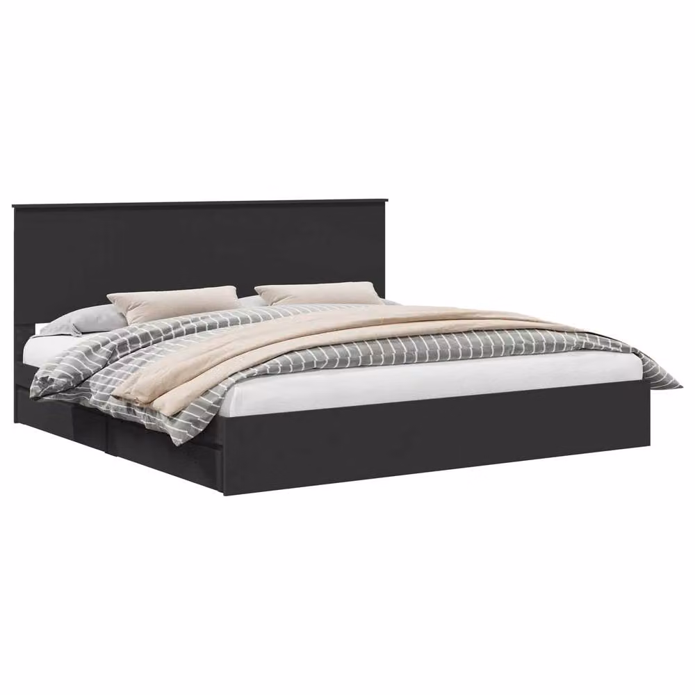 Berkfield Home Modern Storage Bed with Headboard and Drawers in Black, W/D/H: 200 x 200 cm, Engineered Wood – 2