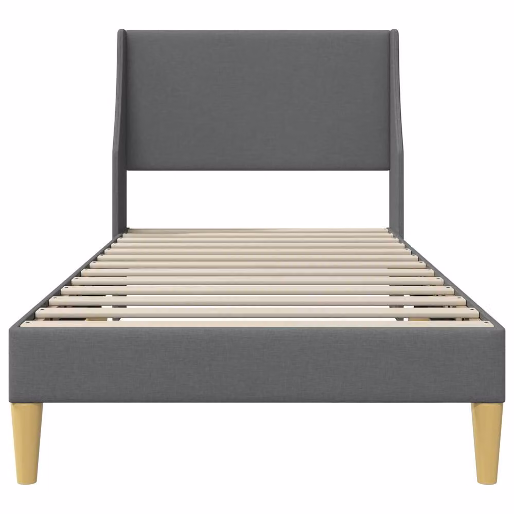 Berkfield Home Fabric Bed Frame with Headboard in Dark Grey, W/D/H: 90 x 190 cm – 3