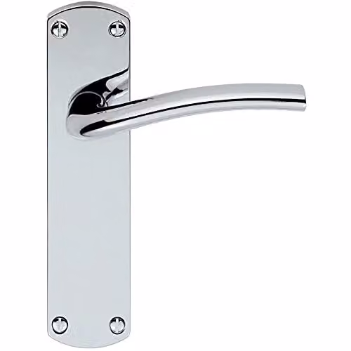 Loops Rounded Curved Bar Handle on Latch Backplate in Polished Chrome, W: 170 mm, H: 42 mm