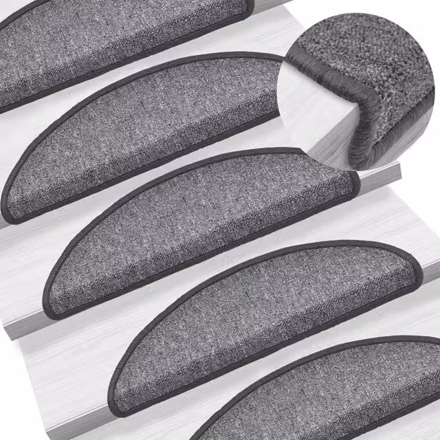 Berkfield Home Self-Adhesive Stair Mats, 10 Pack, Dark Grey, W: 56 cm, D: 17 cm, H: 3 cm – 1