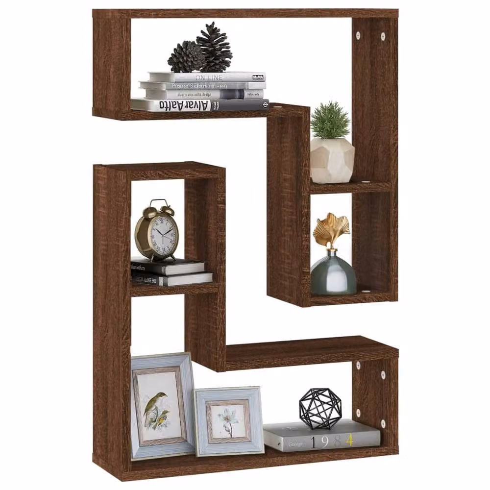 Berkfield Home Wall Mounted Shelves, 2 Pack, Brown Oak, W/D/H: 50 x 15 x 50 cm – 3