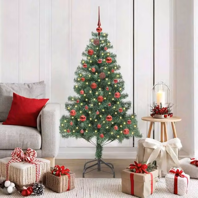 Berkfield Home Green PVC Christmas Tree with 150 LEDs and Stand, Height: 150 cm