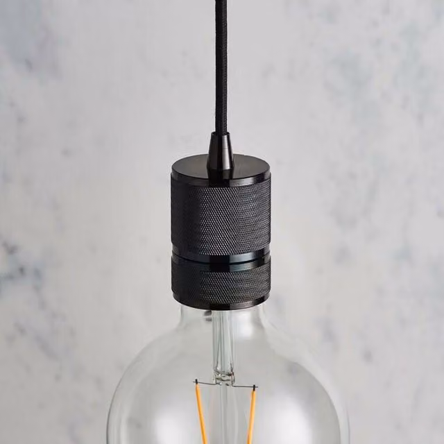 Loops Industrial Adjustable Hanging Ceiling Pendant Light in Black and Chrome