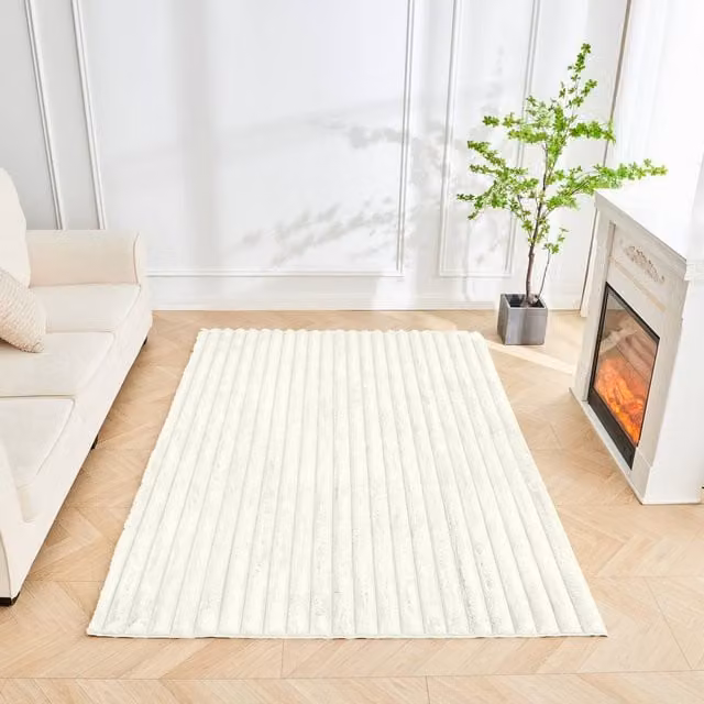GAVENO CAVAILIA Shum Faux Fur Rug in Beige and White, W/D: 120 x 170 cm
