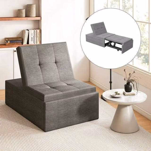 SPETLEK 4-in-1 Multifunction Folding Sofa Bed in Grey