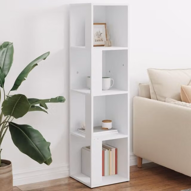 Berkfield Home White Corner Cabinet W/D/H: 33 x 33 x 132 cm