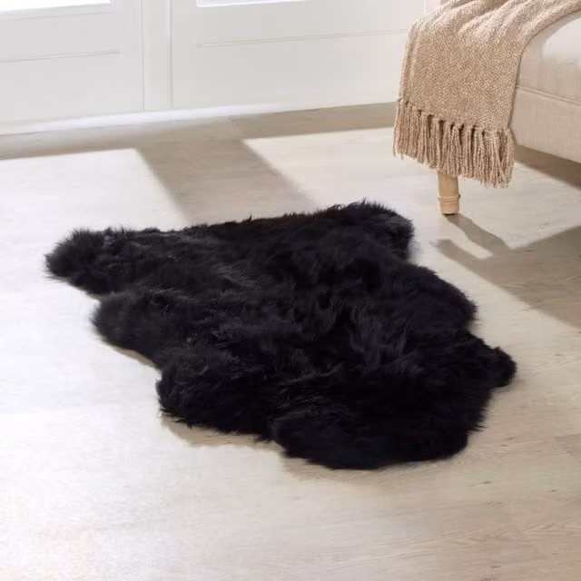 Native Natural Black Organic Sheepskin Rug, W/D: 60 x 120 cm – 1