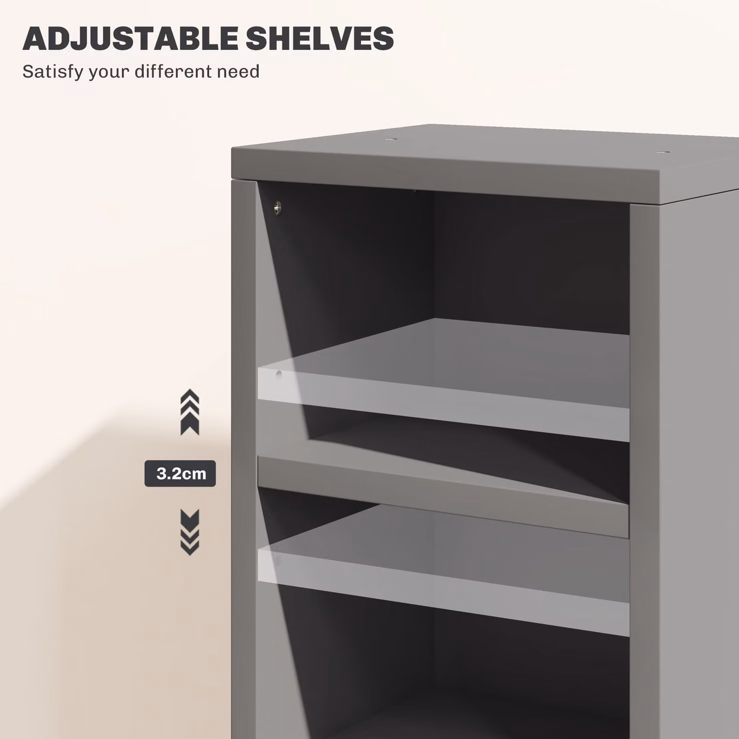 HOMCOM Set of 2 High Gloss Grey CD Media Display Tower Racks with Adjustable Shelves – 6