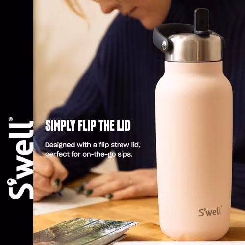 S'well Recycled Stainless Steel Explorer Bottle with Straw Lid, Pink, 700ml – 2