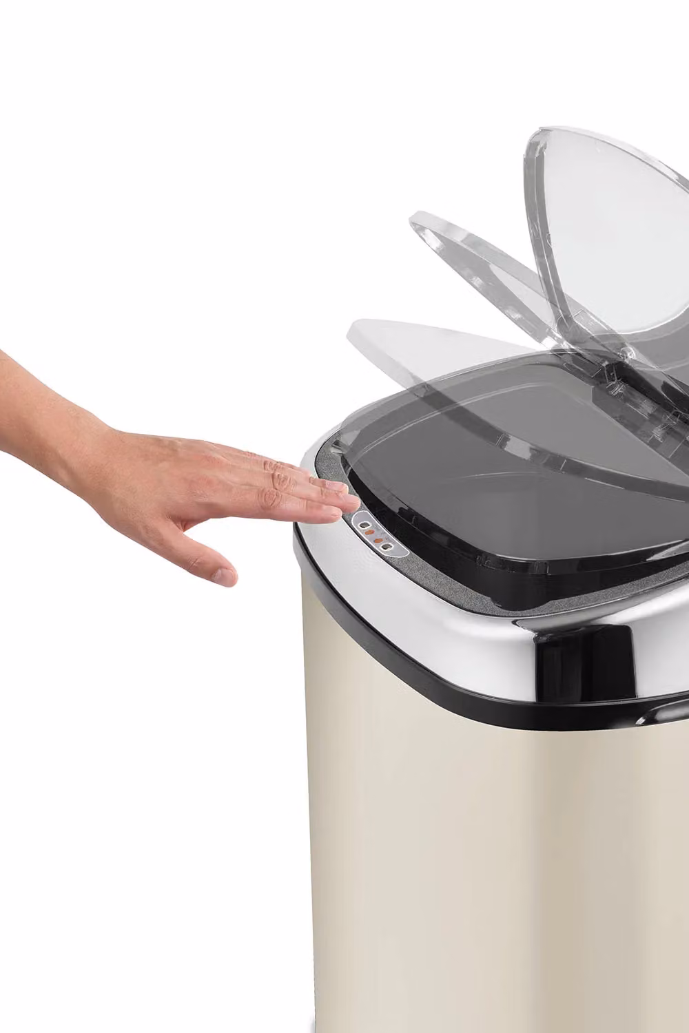 Tower 58 Litre Sensor Lid Kitchen Bin with Soft-Close Mechanism in Beige – 2