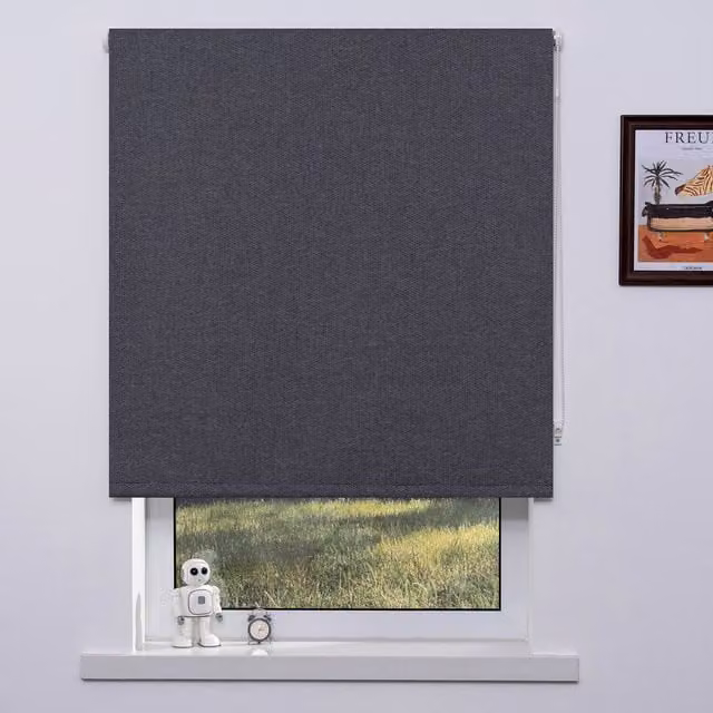 Deko Trends Jute Textured Blackout Blind in Grey, Width: 60 cm