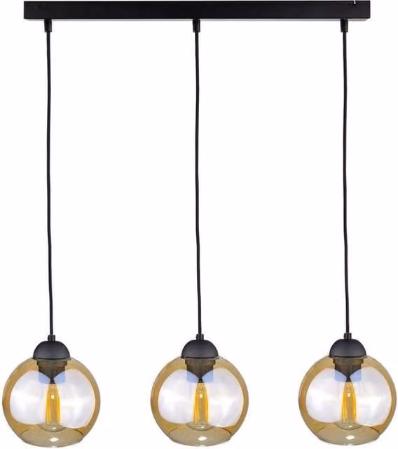 Netlighting Ambre Bar Pendant Ceiling Light in Black, 60cm, 3x E27