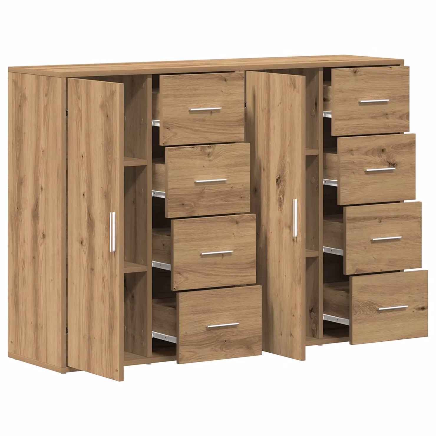 Berkfield Home Set of 2 Artisan Oak Sideboards in Brown – 2