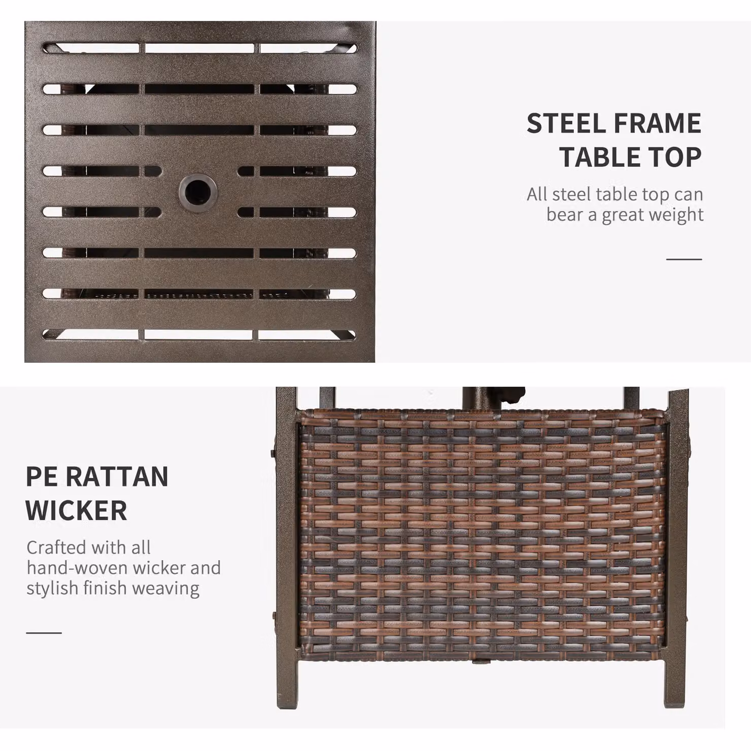 Outsunny Brown Rattan Wicker Coffee Table with Umbrella Hole – 5
