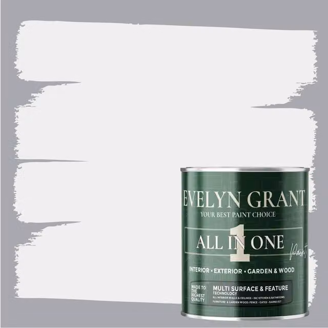 Evelyn Grant All-In-One Multi-Surface Matt Paint in Light Grey Clouds, 0.5L – 1