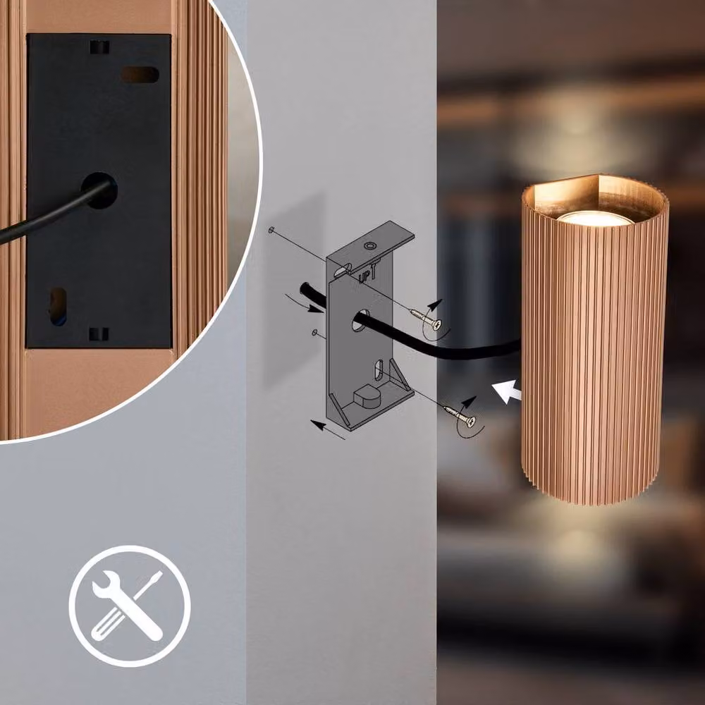 Briloner Coffee GU10 Up & Down Ribbed Wall Light in Bronze – 4