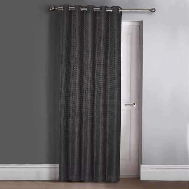 Velosso Classic Blackout Fabric Door Panel Curtain with Eyelets in Anthracite Grey